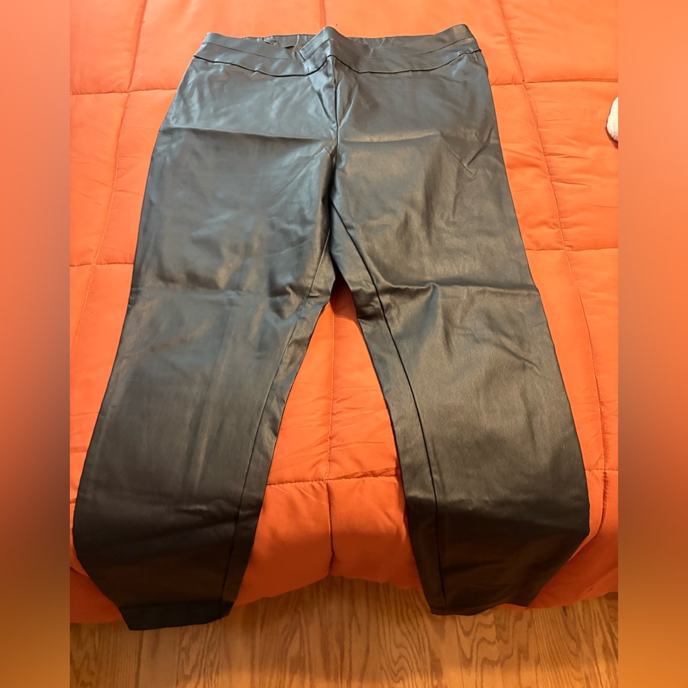New York & Company Black Faux Leather Trousers
